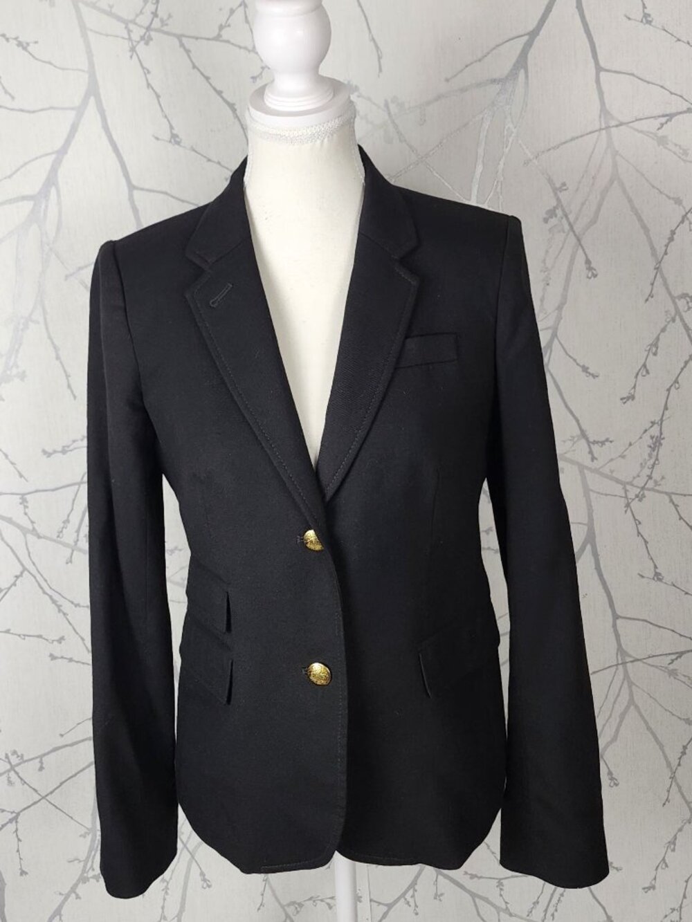 J. Crew Black 98% Wool Button Front Schoolboy Blazer